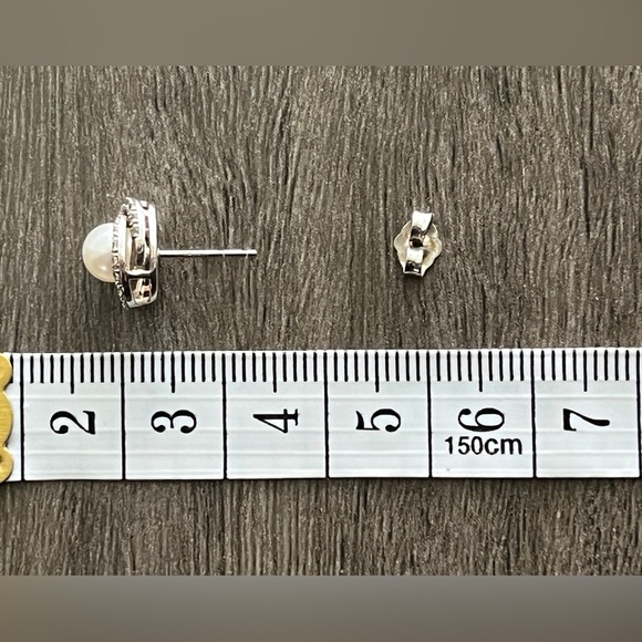 Zales Pearl & Sapphire Loop Earrings - Picture 2 of 8